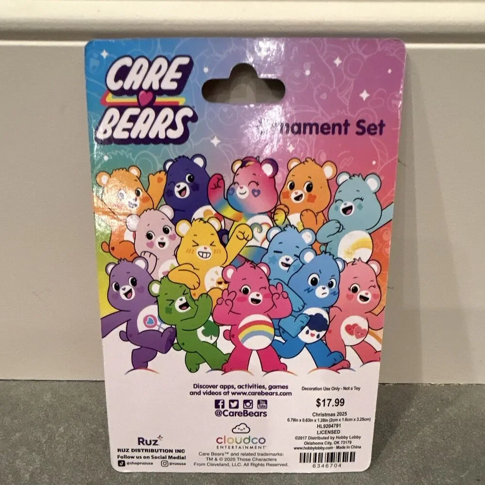 Care Bears Christmas 2025 Ornament Set of 4 Multicolor Care Bears